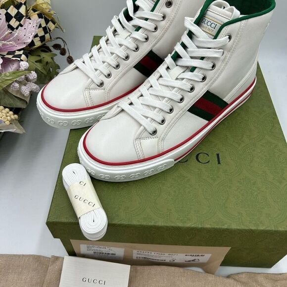 Men’s Gucci high top 1977 tennis sneakers size 7.5 fits 8.5 US made in Italy - Picture 8 of 10